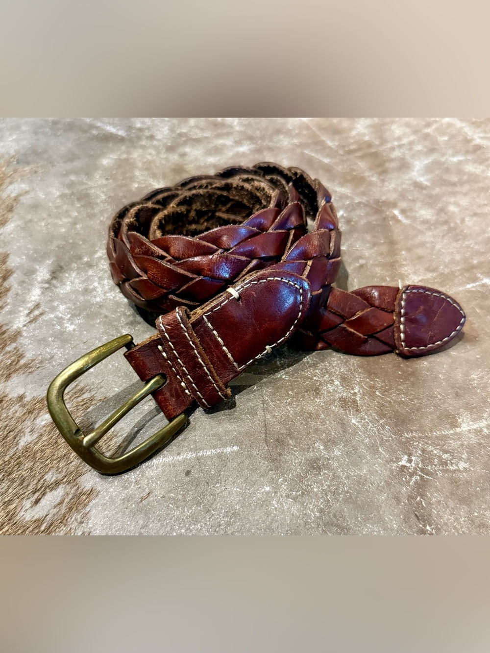 Vintage woven leather belt